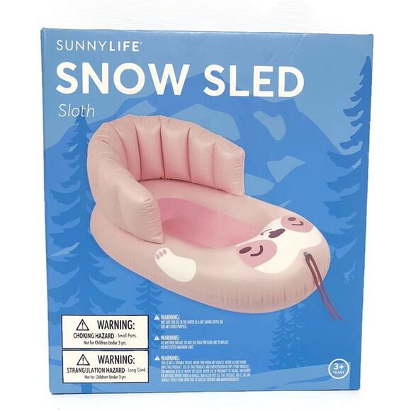 Sunny Life Ride-On Snow Sled Pink Sloth With Pull Rope - Picture 1 of 5